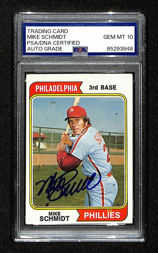 1974 Topps Mike Schmidt Phillies Card #283 Signed PSA/DNA GEM MINT 10 194901