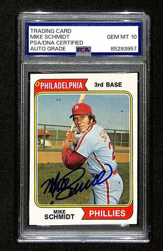 1974 Topps Mike Schmidt Phillies Card #283 Signed PSA/DNA GEM MINT 10 194903