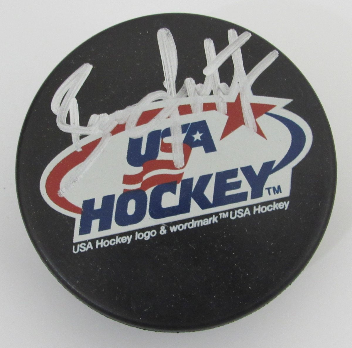 Brian Leetch HOF Signed/Autographed USA Hockey Puck New York Rangers JSA 196613