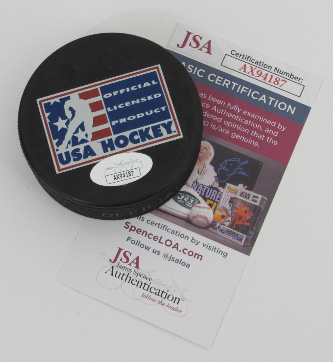 Brian Leetch HOF Signed/Autographed USA Hockey Puck New York Rangers JSA 196613