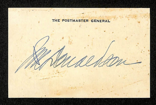 J. M. Donaldson Signed/Autographed Business Card Postmaster General 195479