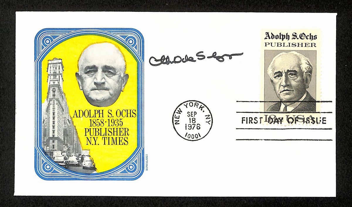 Arthur Sulzberger Jr. Signed 1976 First Day Cover N.Y. Times Publisher 195482