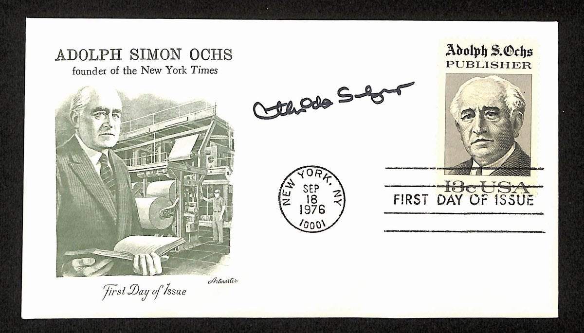 Arthur Sulzberger Jr. Signed 1976 First Day Cover N.Y. Times Publisher 195483