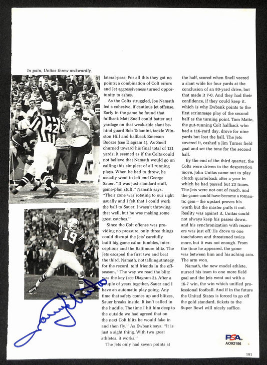 Johnny Unitas HOF Signed/Auto 2x3 Magazine Photo Baltimore Colts PSA/DNA 196024