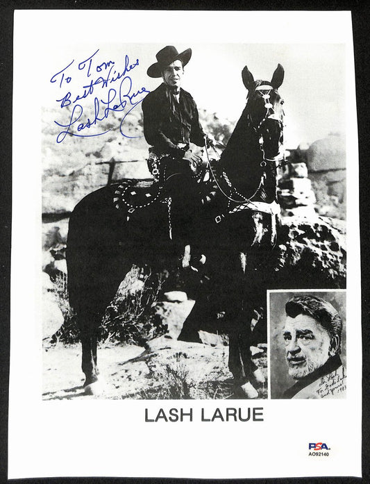 Lash Larue Signed/Inscribed 8x10 Photo Country/Western Actor PSA/DNA 196026