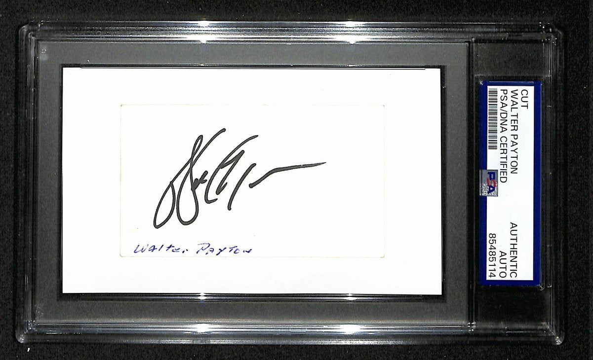 Walter Payton HOF Signed/Autographed Cut on 3x5 Index Card Bears PSA/DNA 194526