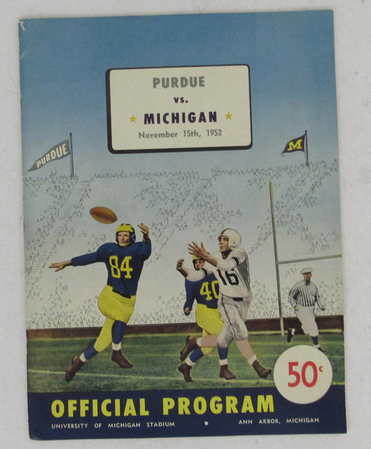 November 15, 1952 College Football Game Program Purdue vs. Michigan 195702