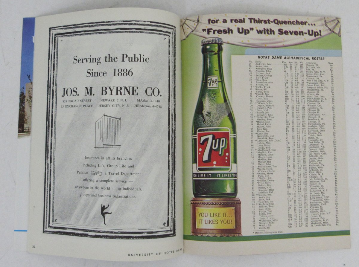 Nov. 2, 1963 Football Game Program Navy vs. Notre Dame Roger Staubach 195708