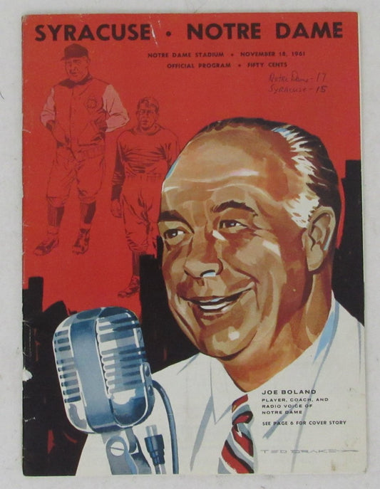 Nov. 18, 1961 Football Game Program Navy vs. Notre Dame Ernie Davis 195709