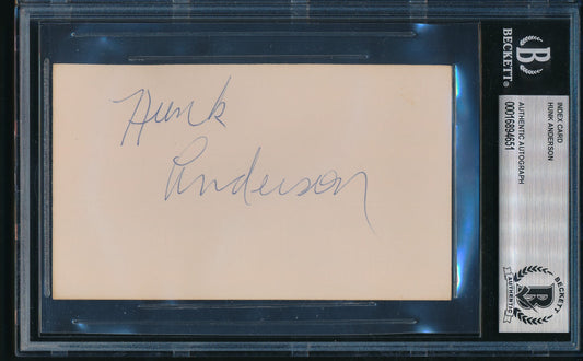 Hunk Anderson HOF Signed/Auto 3x5 Index Card Bears/Notre Dame Beckett 195735