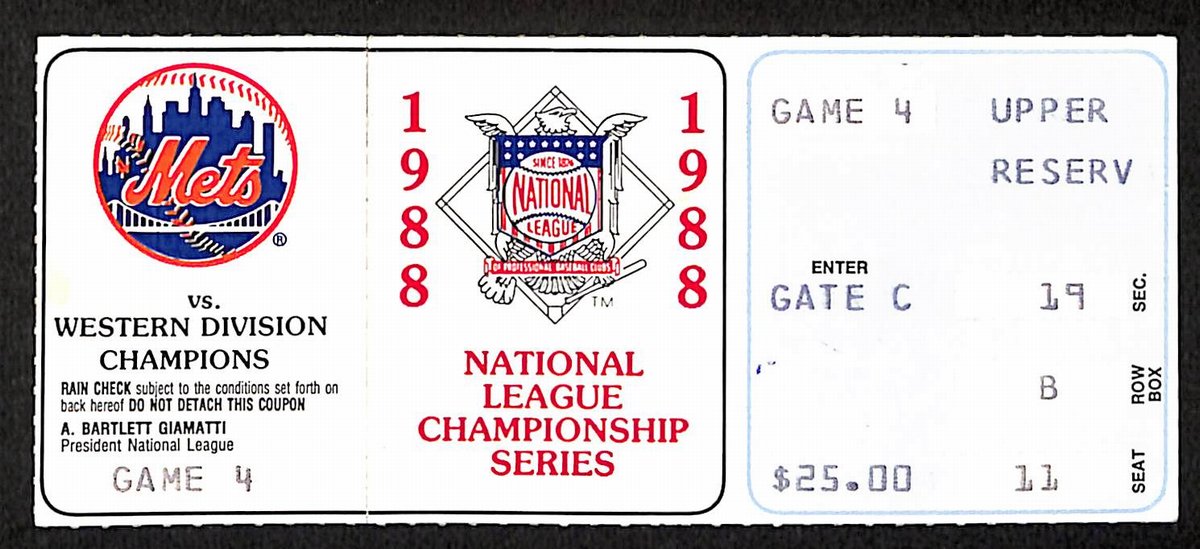 1988 NLCS Game 4 Los Angeles Dodgers vs. New York Mets Ticket Stub 194159