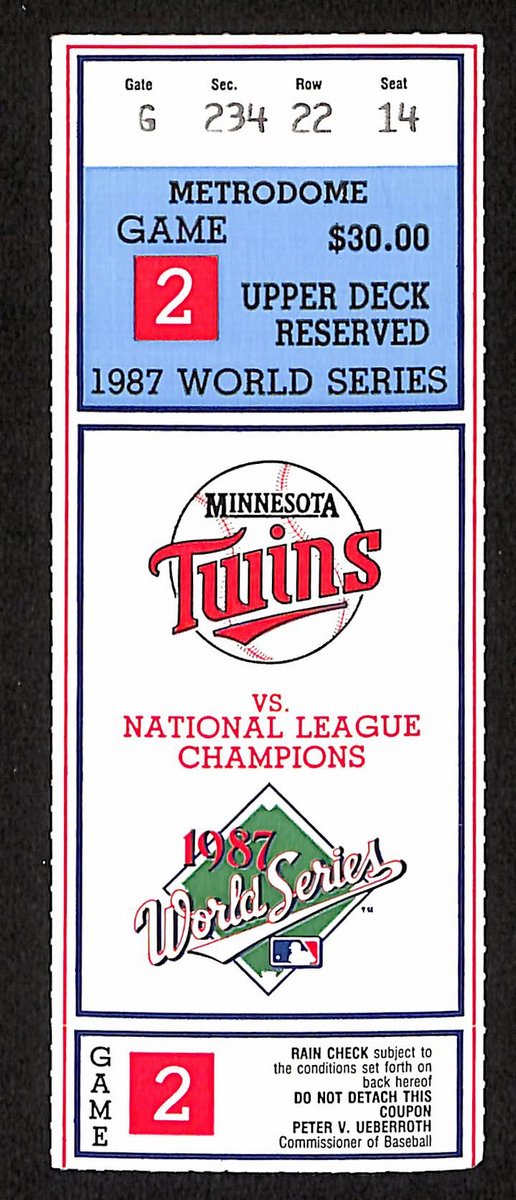1987 World Series Game 2 Cardinals vs. Minnesota Twins Ticket Stub 194158
