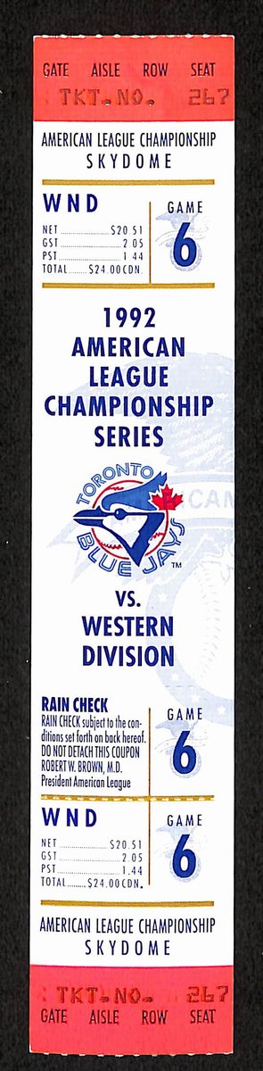 1992 ALCS Game 6 Oakland Athletics vs. Toronto Blue Jays Full Ticket 194157