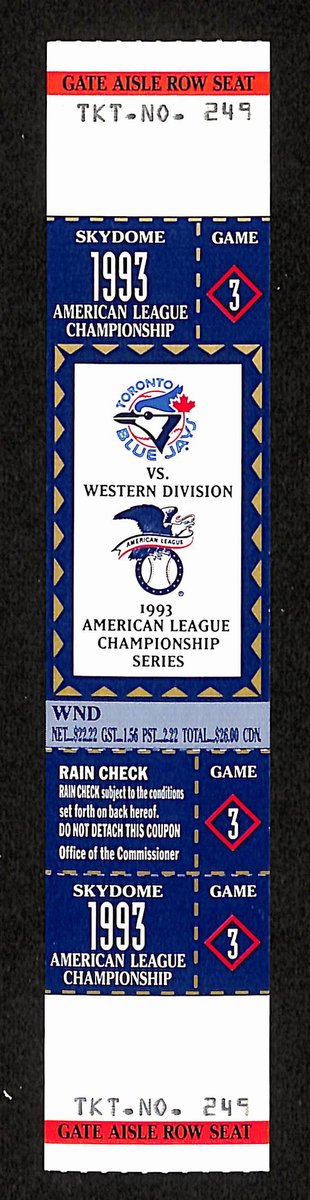 1993 ALCS Game 3 Chicago White Sox vs. Toronto Blue Jays Full Ticket 194149