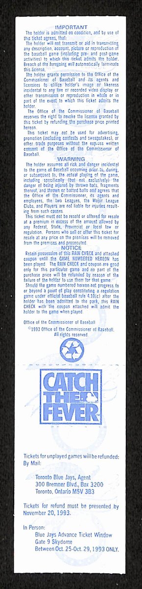 1993 ALCS Game 4 Chicago White Sox vs. Toronto Blue Jays Full Ticket 194152