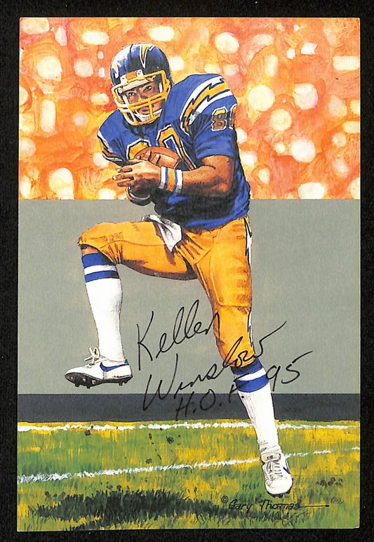 Kellen Winslow Signed/Inscr 1995 Goal Line Art GLAC Postcard Chargers JSA 196056