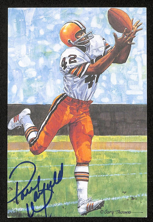 Paul Warfield HOF Signed/Auto 1989 Goal Line Art GLAC Postcard Browns JSA 196057
