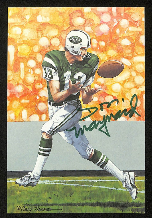 Don Maynard HOF Signed/Auto 1993 Goal Line Art GLAC Postcard Jets JSA 196060