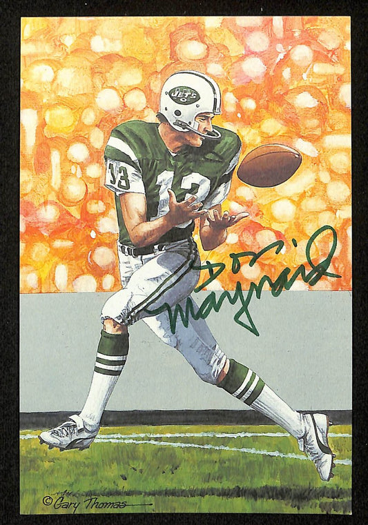 Don Maynard HOF Signed/Auto 1993 Goal Line Art GLAC Postcard Jets JSA 196063