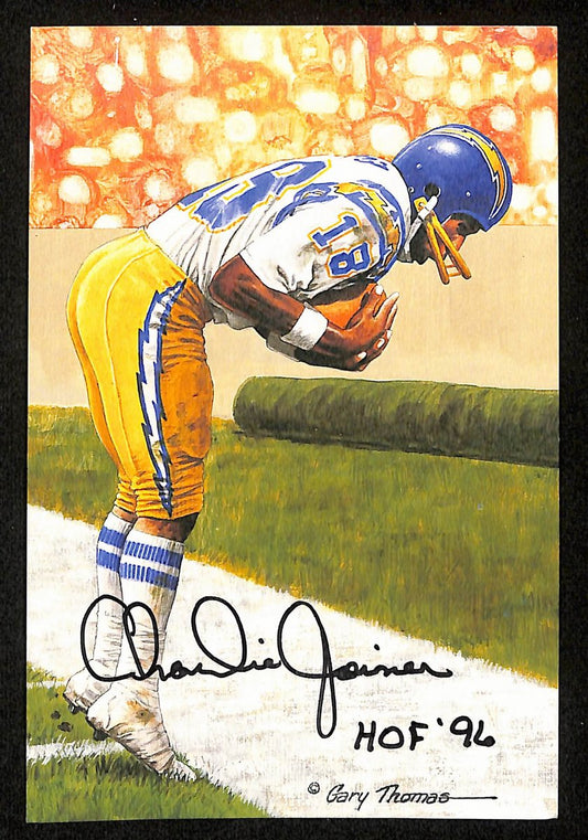 Charlie Joiner Signed/Inscr 1996 Goal Line Art GLAC Postcard Chargers JSA 196064