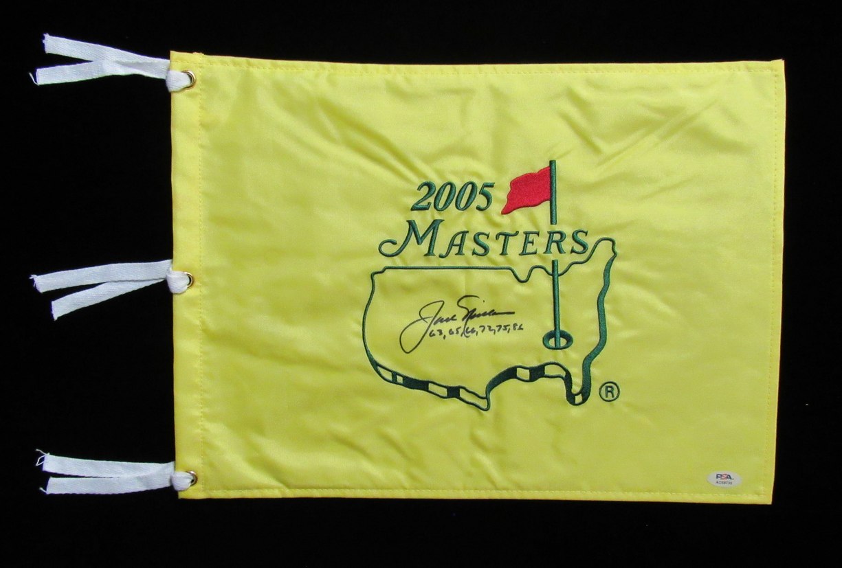 Jack Nicklaus Signed/Inscribed 2005 Masters Pin Flag PSA/DNA 194626