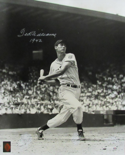 Ted Williams HOF Signed/Inscr "1942" 16x20 Photo Boston Red Sox PSA/DNA 194630