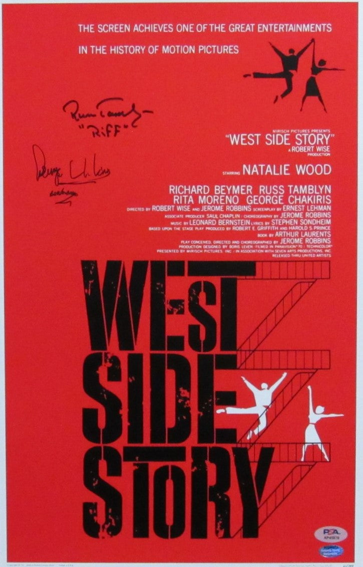 George Chakiris/Russ Tamblyn Signed/Insc 11x17 Poster "West Side Story" PSA/DNA