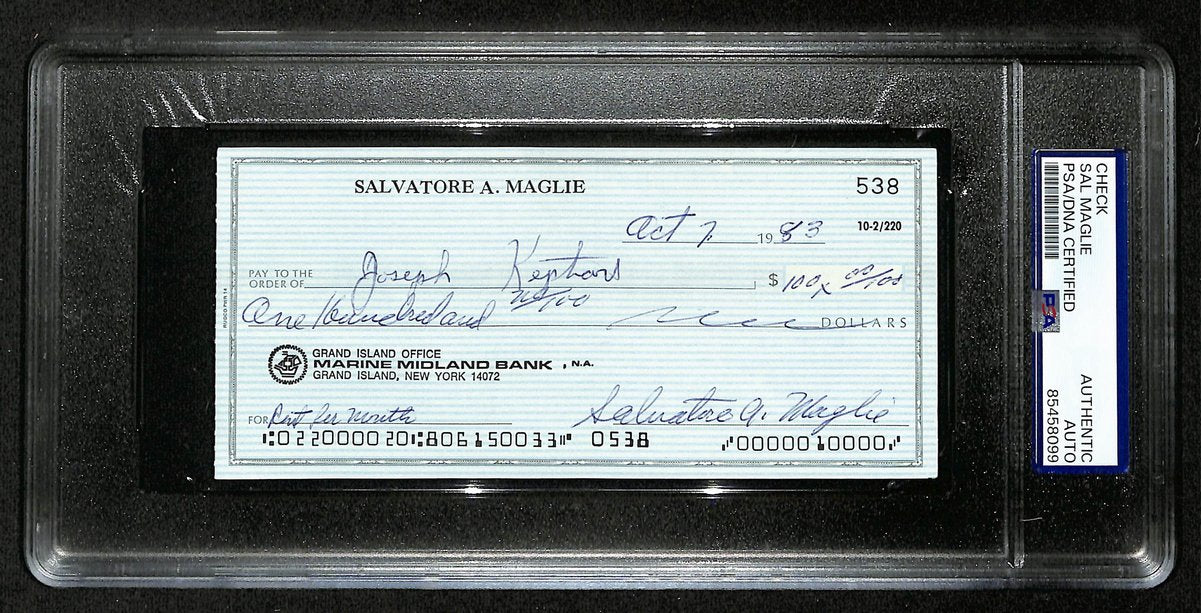 Sal Maglie New York Giants Signed/Autographed 1983 Bank Check PSA/DNA 194529
