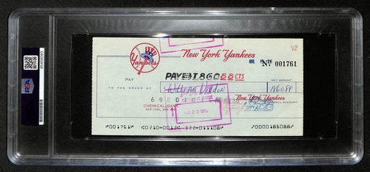 Bill Virdon Signed/Auto 1975 NY Yankees Payroll Bank Check PSA/DNA 194539
