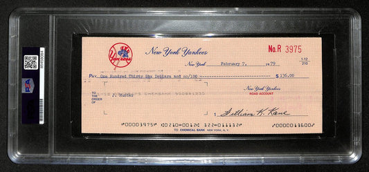 Jim Hunter HOF Signed/Auto 1979 NY Yankees Payroll Bank Check PSA/DNA 194541