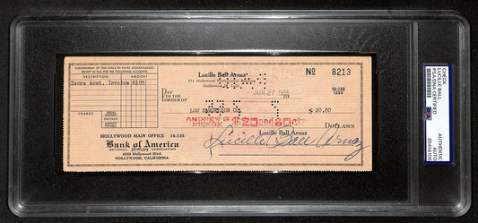 Lucile Ball Arnaz "I Love Lucy" Signed/Auto 1955 Bank Check PSA/DNA 194546