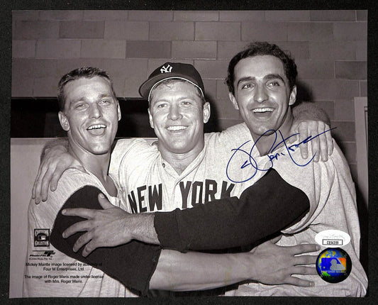 Joe Pepitone Signed/Auto 8x10 B/W Photo with Mantle & Maris Yankees JSA 196185