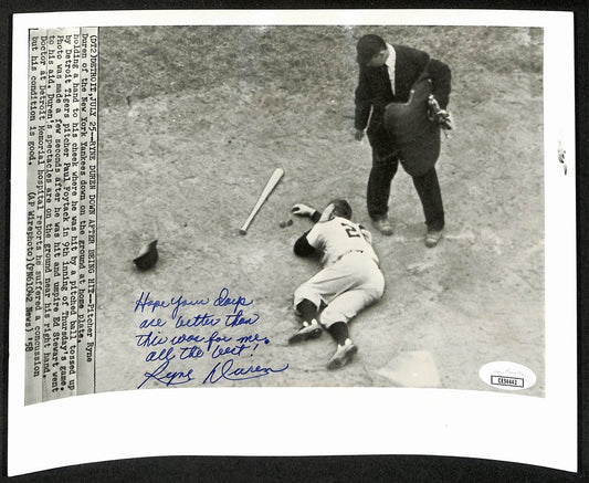 Ryne Duren Signed/Inscr 8x10 B/W 1958 Press Photo New York Yankees JSA 196641