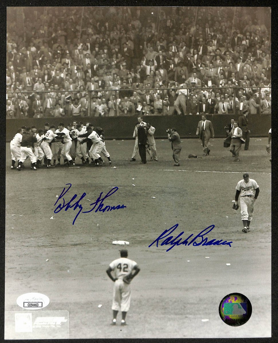 Bobby Thomson/Ralph Branca Dual-Signed/Auto 8x10 B/W Photo Yankees JSA 196662