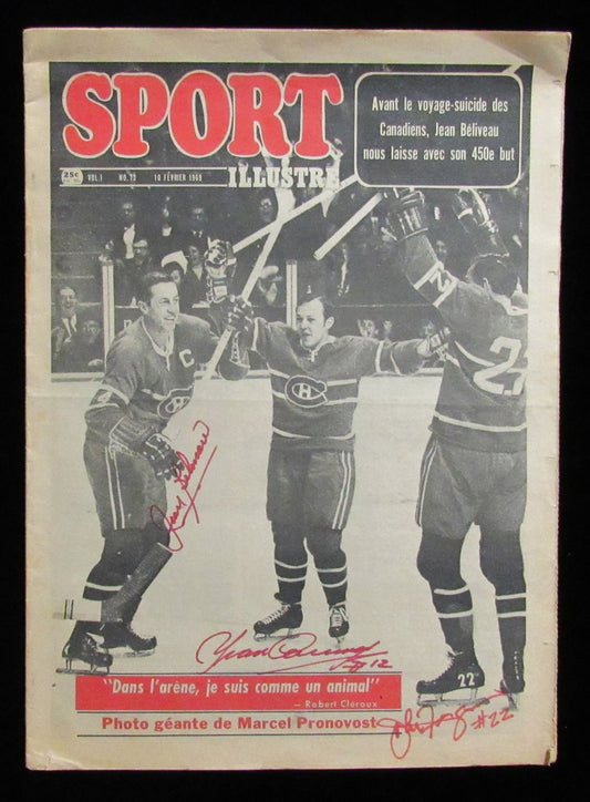 1969 Sport Illustre Full Newspaper Multi-Signed by (3) Montreal Canadiens 196774