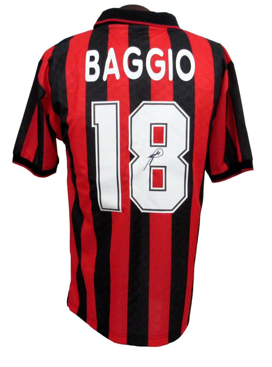 Roberto Baggio Signed Black/Red 1996 AC Milan Home Soccer Jersey ICONS 195671