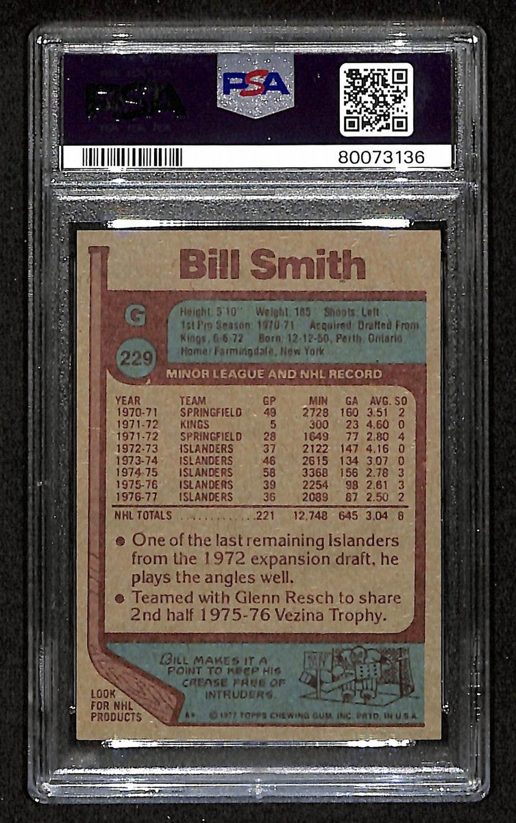 Billy Smith HOF Signed 1977 Topps Card #229 Islanders PSA/DNA EX-MT 6 195922