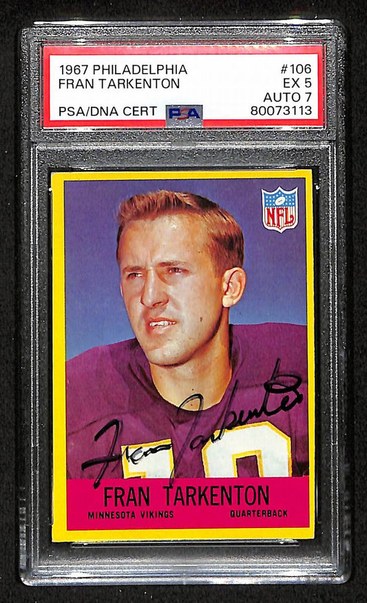 Fran Tarkenton Signed 1967 Philadelphia Card #106 Vikings PSA/DNA EX 5 195923