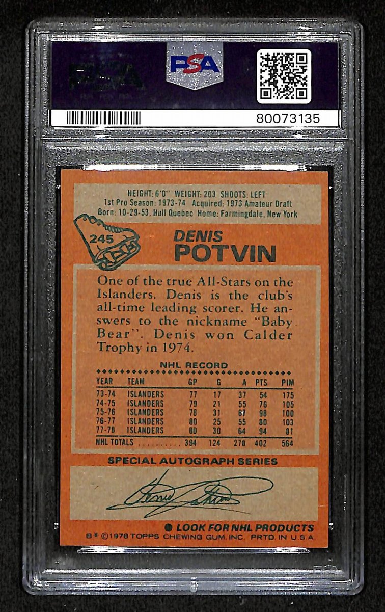 Denis Potvin HOF Signed 1978 Topps Card #245 Islanders PSA/DNA EX 5 195925