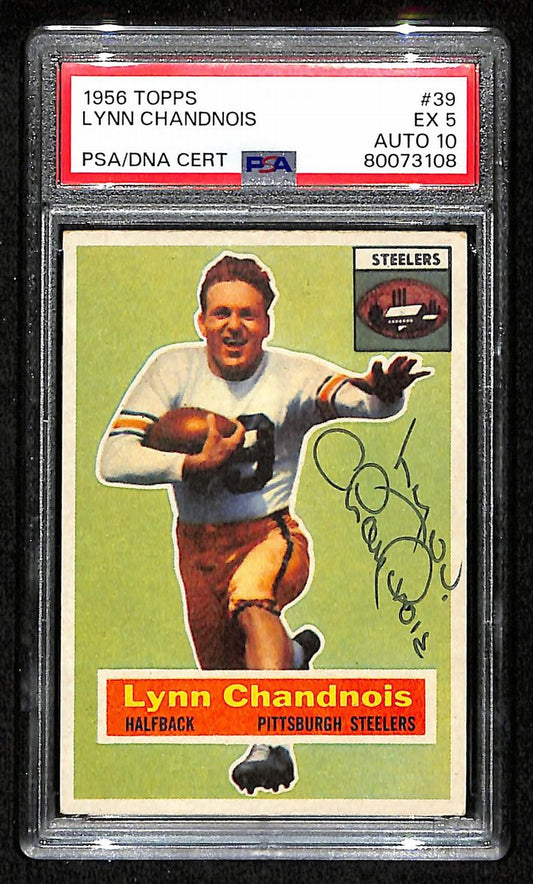 Lynn Chandnois Signed 1956 Topps Card #39 Steelers PSA/DNA EX 5 195926