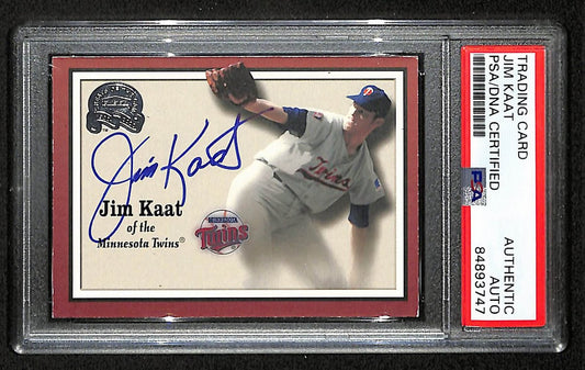 Jim Kaat HOF Signed 2000 Fleer Greats of the Game Card #81 Twins PSA/DNA 195955