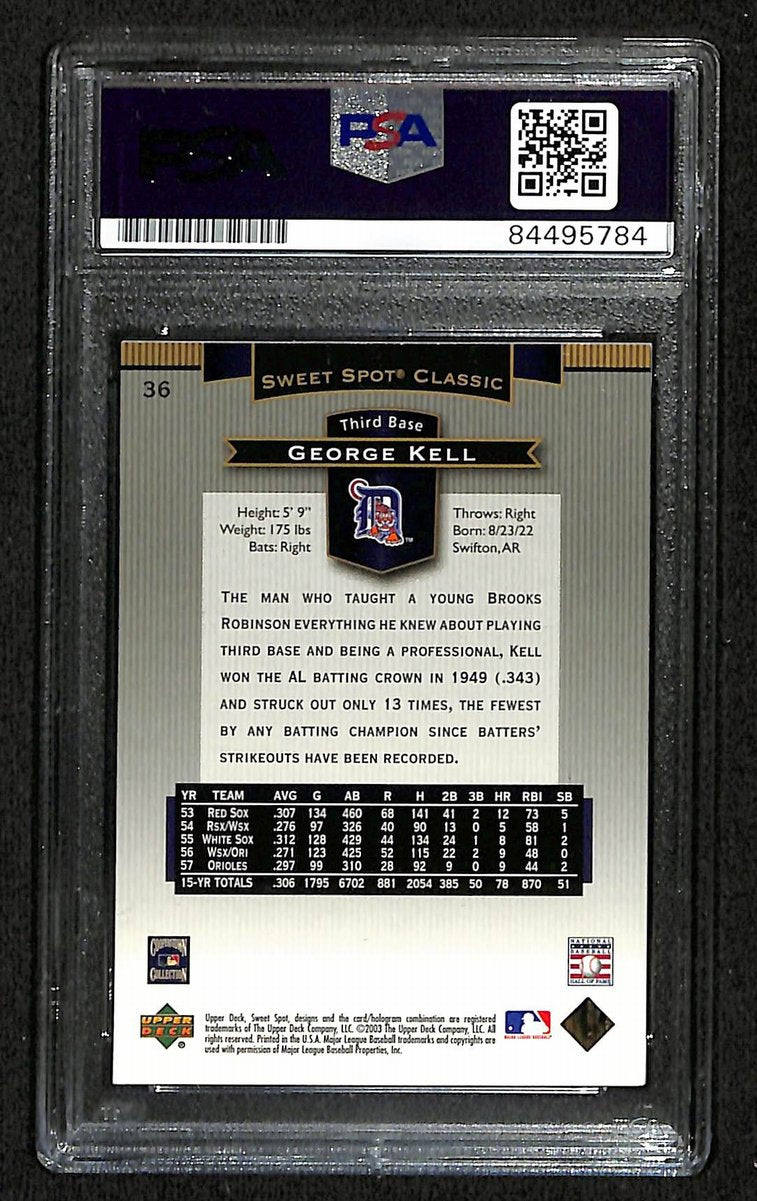 George Kell HOF Signed/Auto 2003 Upper Deck Sweet Spot #36 Tigers PSA/DNA 195959