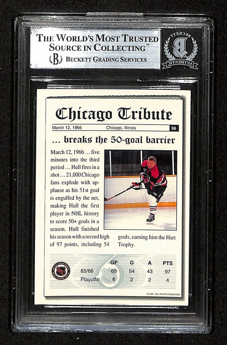 Bobby Hull HOF Signed/Auto 1991-92  Ultimate Card #96 Black Hawks Beckett 195967