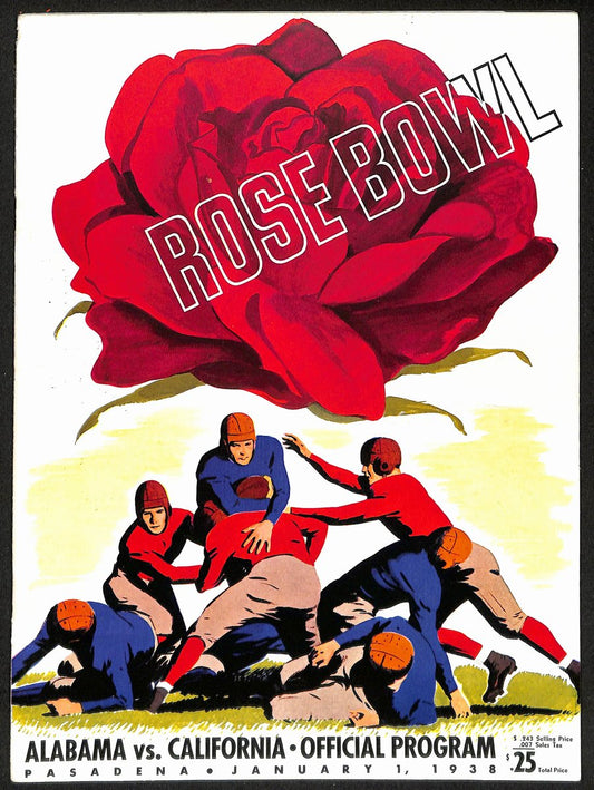 1938 Rose Bowl Alabama vs. California NCAA Football Game Program 192878