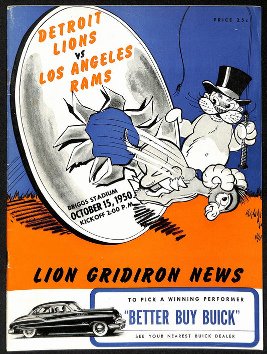 1950 Detroit Lions vs. Los Angeles Rams NFL Football Game Program 192879