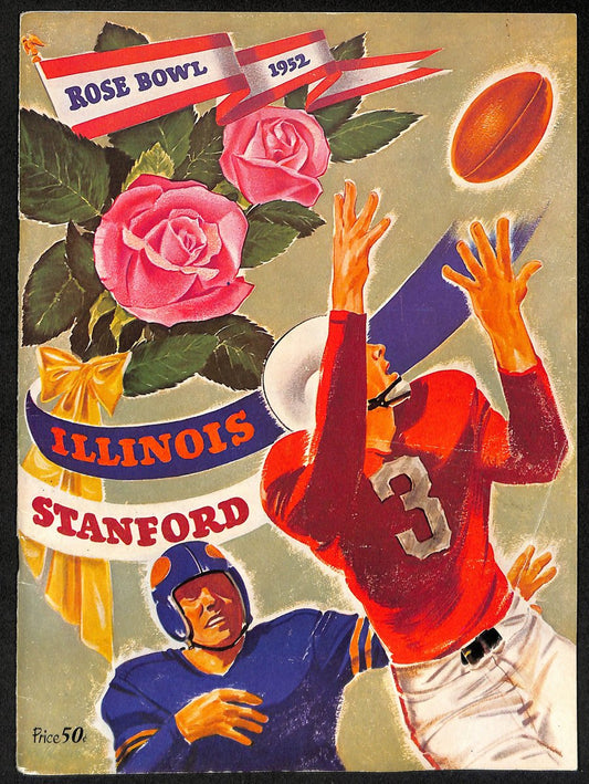 1952 Rose Bowl Illinois vs. Stanford NCAA Football Game Program 192882