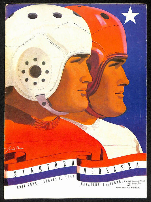 1941 Rose Bowl Stanford vs. Nebraska NCAA Football Game Program 192890