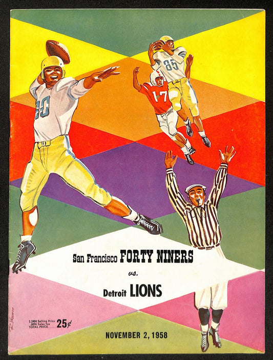 1958 San Francisco 49ers vs. Detroit Lions NFL Football Game Program 196115