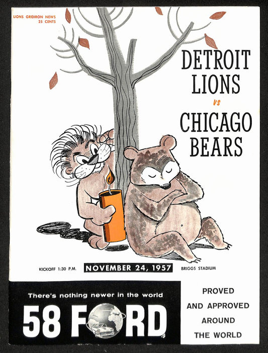 1957 Detroit Lions vs. Chicago Bears NFL Football Game Program 196117