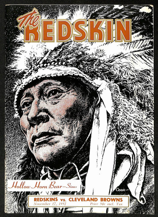 1957 Washington Redskins vs. Cleveland Browns NFL Football Game Program 196118